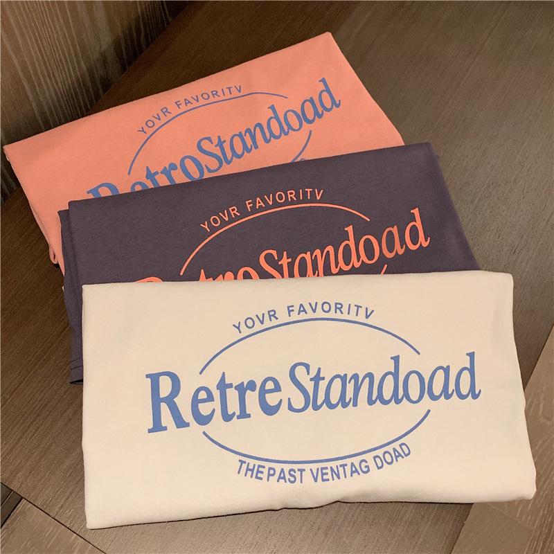 Sommer 2024 Koreanischer Retro Midilänge Locker Übergröße Trendiges Damen Kurzarm T-Shirt