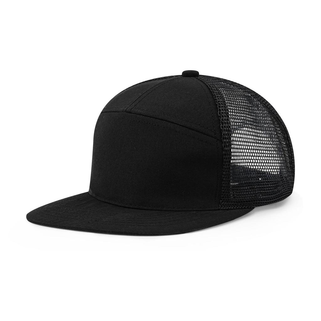 Men's Seven-Panel Color-Block Curved Baseball Trucker Hat - Mesh Sunshade Cap