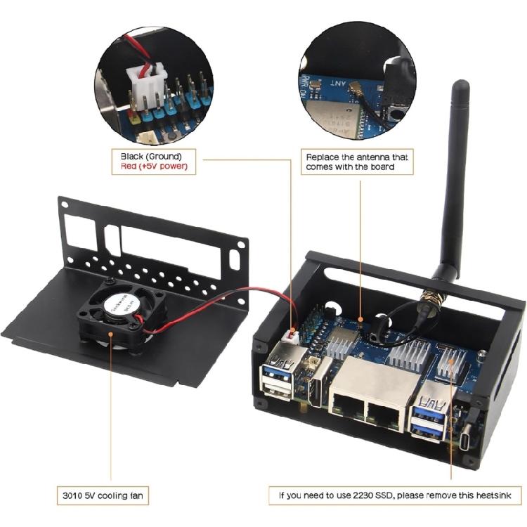 Metal Cover Heavy Duty Passive Cooling Metal Case for RV2 N516 with Cooling Fan Heatsink Expansion Board