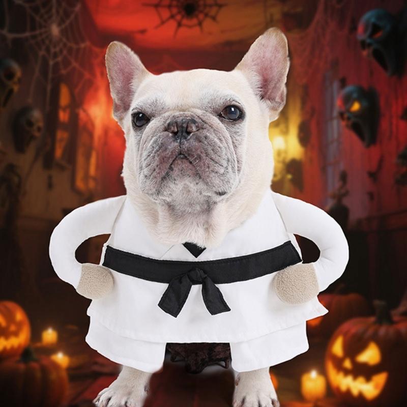 Karate kostým pro mazlíčky z prodyšné látky, snadno se obléká, oblečení na 2 nohy pro psy a kočky, outfit na halloweenskou párty