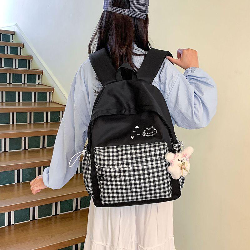 Schoolbag Starwave Light Blue Fudge Plaid Milk Sweet Department Vitality Student Party Backpack Milk Fu Fresh Cure Sweet Sister Small Backpack