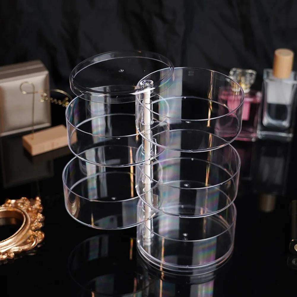 Rotating Jewelry Storage Box with Cover for Earring Makeup Storage