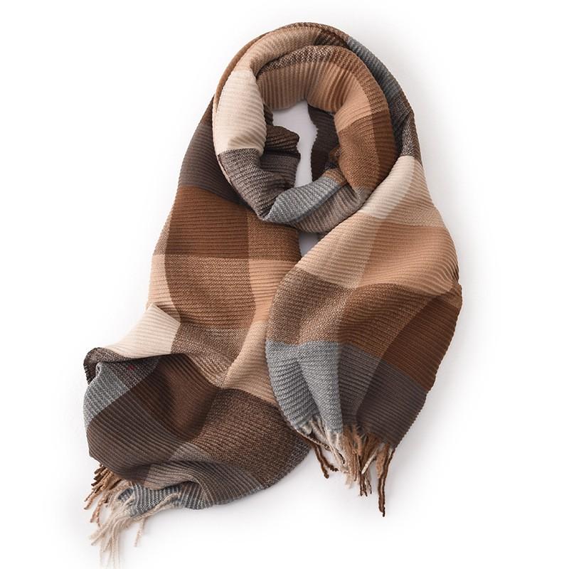 Womens Knitted Scarf With Fringe Warm Faux Cashmere Wrap Shawl Winter Unisex Stylish Accessory In Multiple Colors