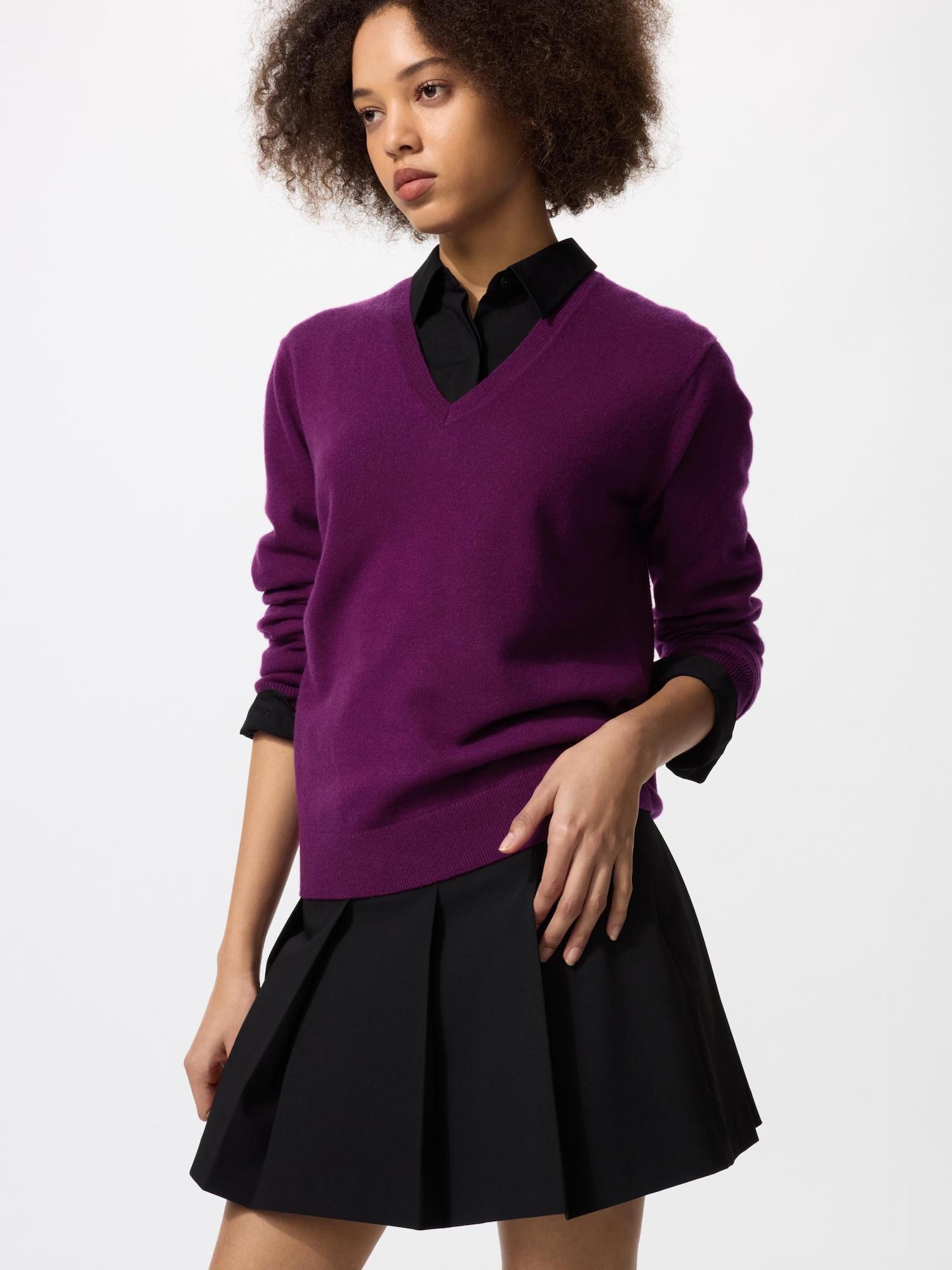 Свитер Uniqlo Cashmere с V-образным вырезом 74 PURPLEWOMEN 3XL 12669₽