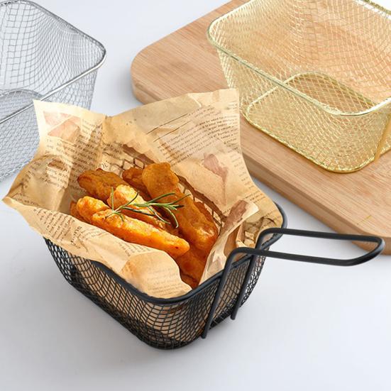 French Fry Serving Basket Mini Chips Deep Fry Baskets Stainless Steel Food Presentation Strainer Ergonomic Grip Fryer Accessory