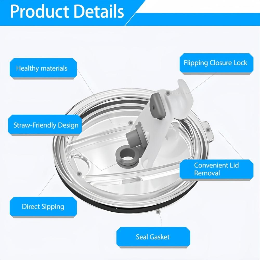 30/20Oz Ice King Cup Lid Plastic Transparent Splash Proof Silicone Sliding Cup Lid for Mug Special Straw Lid Sealing Cover