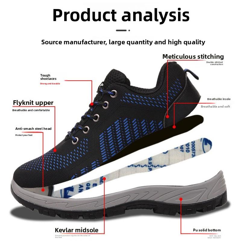 Steel Toe Safety Boots Work Sneakers for Men Anti Smashing Safety Shoes Anti-puncture Work Slip-Resistant Waterproof Lightweight