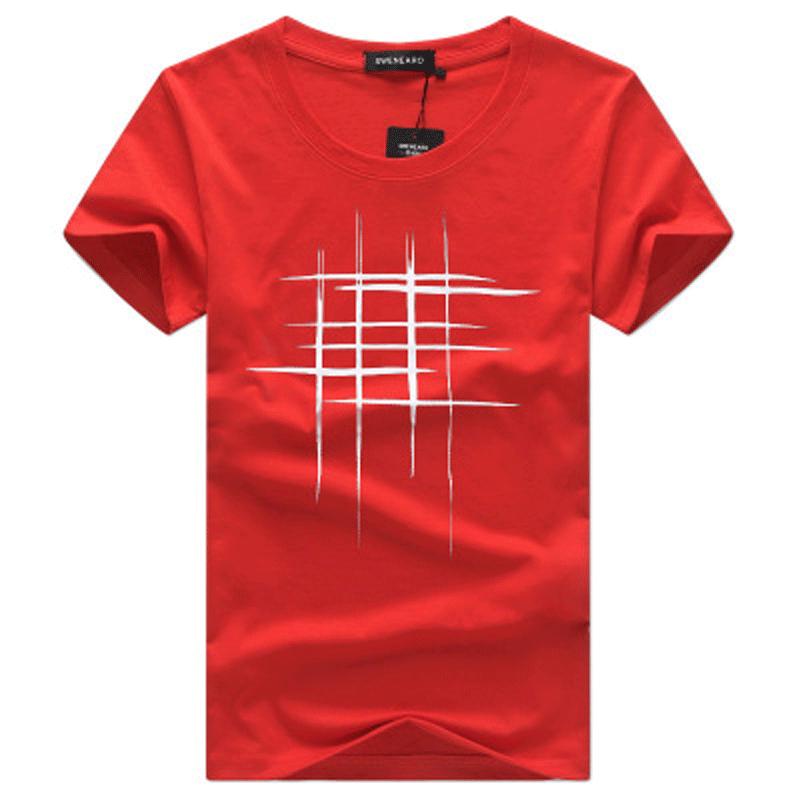 

Men s Cotton Short Sleeve T-shirt Printed Design Casual Comfortable Daily Wear Breathable Blouse S красный