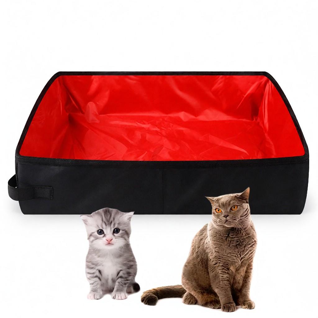 Travel Cat-Litter Box Collapsible Portable Litter Carry Box Lightweight Waterproof Universal for Small Medium-Cats|3 Optional Colors 2 Optional Size