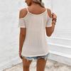 Summer New Women's Lace Splicing Design Knitted Suspender Off-shoulder T-shirt Top