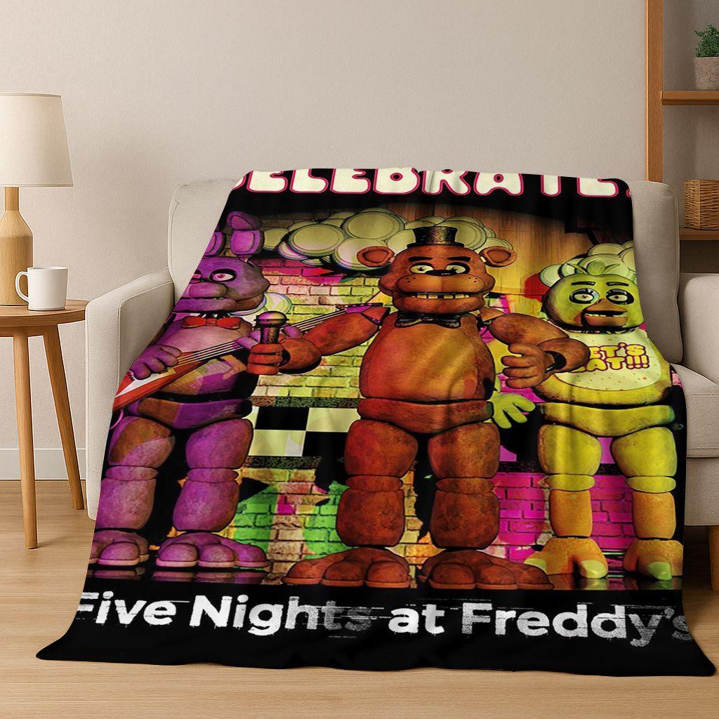 3D F-FNAF Game Cartoon Flannel Blanket Soft Warm Throw Blanket for Bed Bedroom Room Living Room Travel Camping Picnic Gift