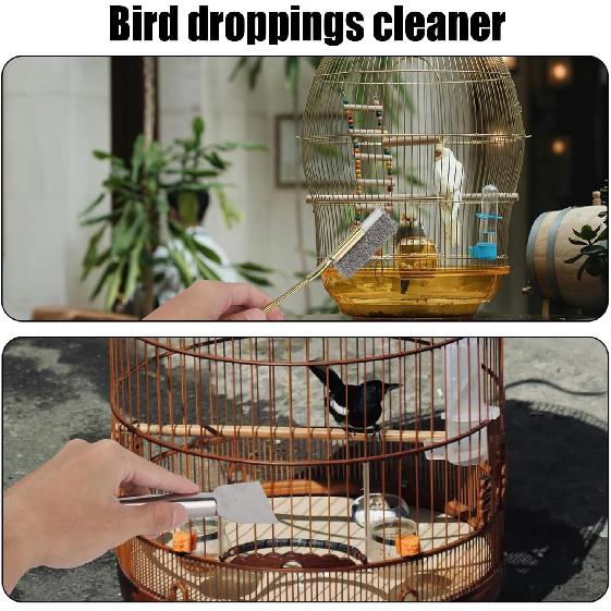 5Pcs Bird Cage Cleaner Set, Stainless Steel Poop Remover & Scraper Tool, Bird Cage Accessories for Small Animal Parakeet Hamster Rabbit Bird Cage