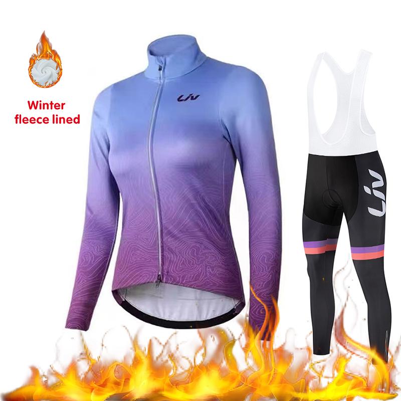 Winter Cycling Sportswear Set Women's Cycling Jersey Cycling Bib Warm 2026 Velvet Warm Cycling Suit Set Windproof Cycling Jacket Cycling Pants
