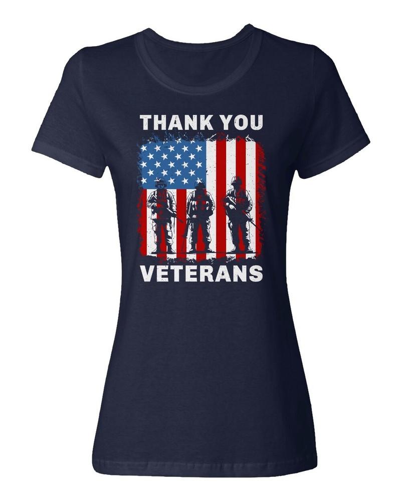 Спасибо Ветеранам Флаг США Воинская Дань Женская Футболка с Круглым Вырезом Унисекс Футболка S