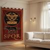 Red And Gold Roman Eagle Emblem With Wolf Print Tapestry, Bold Wall Art, Dormitory Decoration
