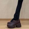 Retro Round-toe Platform Wedge Heel Women's Shoes, Heightening Shoes