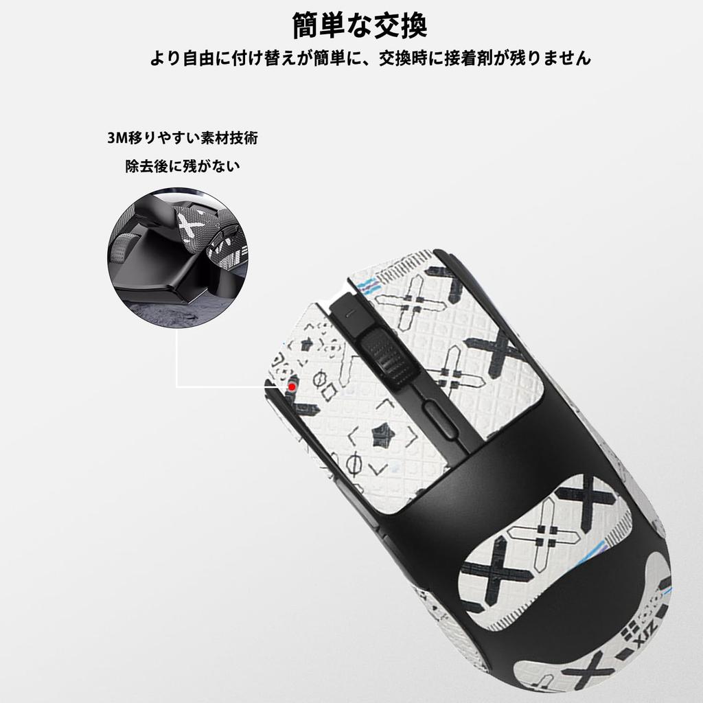 NOUKAJU Protiskluzová páska pro herní myš Razer Viper V3 Pro - Ultratenká, vysoce absorpční, protiskluzová páska pro herní myš (Bílý)