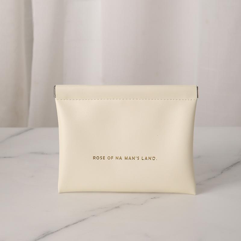 Mini Multifunctional Automatic Sealing PU Leather Storage Bag Travel Compact For Headphones Lipstick Coin Sanitary Napkins