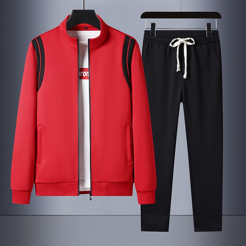 Plus Size Sports Suit Men's Spring Cardigan Sweater Casual Two-piece Set