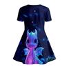 Little Girls Warm Soft Cute Fresh Dreamy Fantasy Print Summer Swing Dress Short Sleeve Kids Casual Play Outfit
