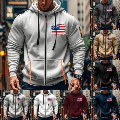 Men's Sports Casual Hoodie Hoodie Cardigan Zipper Multi-pocket Hoodie Coat