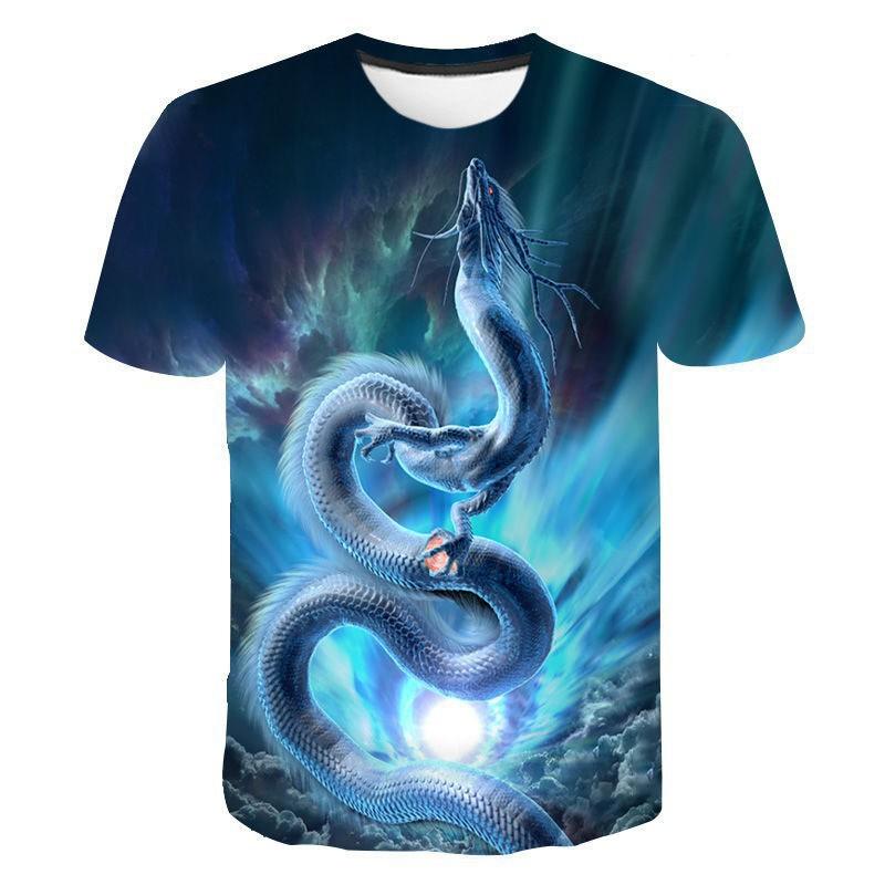 New Men's T-shirt Clothing 3D Domineering Digital Printed Dragon T-shirt Summer Short Sleeved Hip-hop Plus Size T-shirt