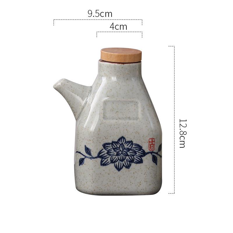 350ML Japanese Style Ceramic Oil Olive Dispenser Soy Sauce Pot Small Vinegar Pot Sauce Jar Oil Bottle Tableware Seasoning Bottle