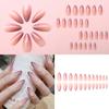 Oval Almond Acrylic Press On Nails 24Pcs Pink White Gradient False Nails with Glossy Finish for Women and Girls