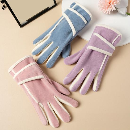 Fleece-Lined Riding Gloves Women Windproof Touch Screen Gloves Warm Autumn Winter Gloves with Adjustable Strap for Outdoor Hiking Daily Outings