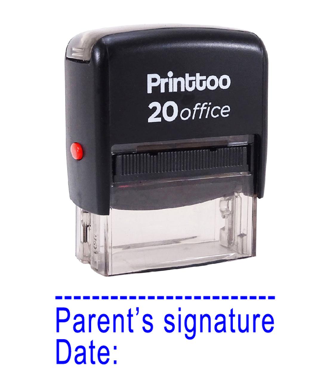 

Printtoo PARENT S SIGNATURE WITH DATE Self Inking Rubber Stamp Office Stationary Custom 14 mm x 38 mm (Approx) синій