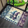 1pc Winter Christmas Blue Gnome Print Non-Slip Suitable for Entryway, Kitchen, Living Room, Machine Washable Floor Mat with Gnome, Thick Soft for Bedr