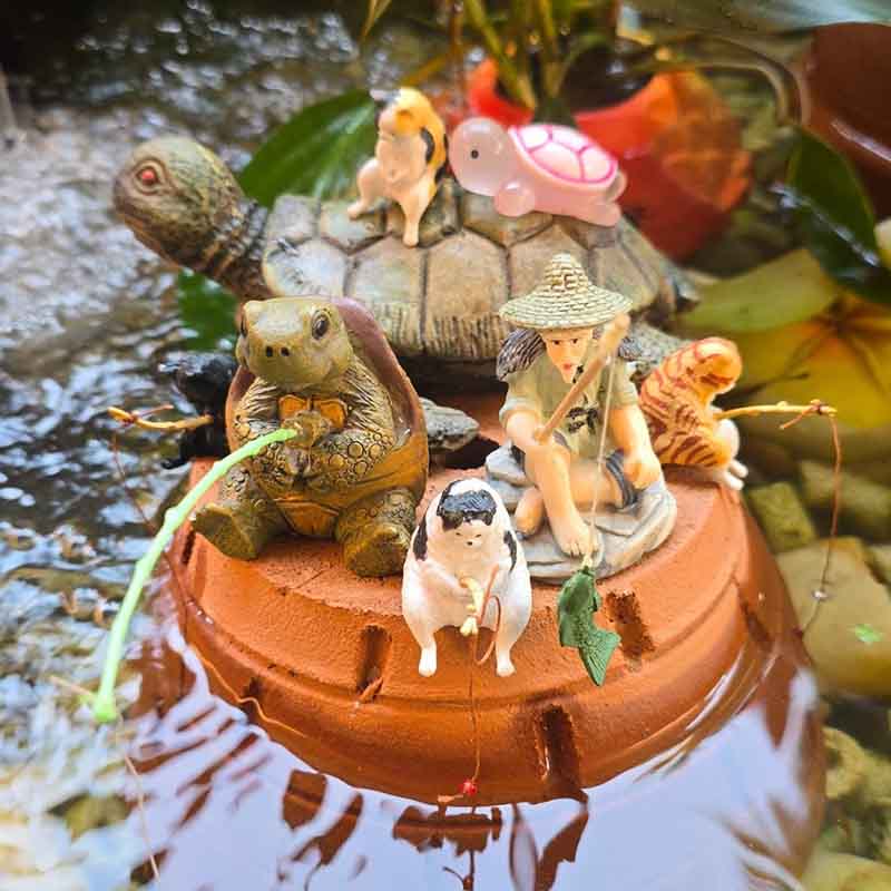 Mini Simulation Small Boat Fishing Boat Model Fish Tank Decor Diy Fishing Boat Miniature Landscape Simulation Toys For Children