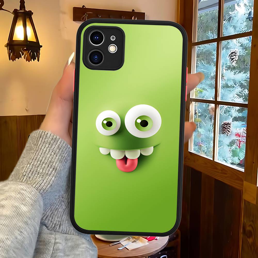 Funny Face Matte Translucent Phone Case For Iphone 16 ProMax 15 14 13 12 11 X XS PRO Plus