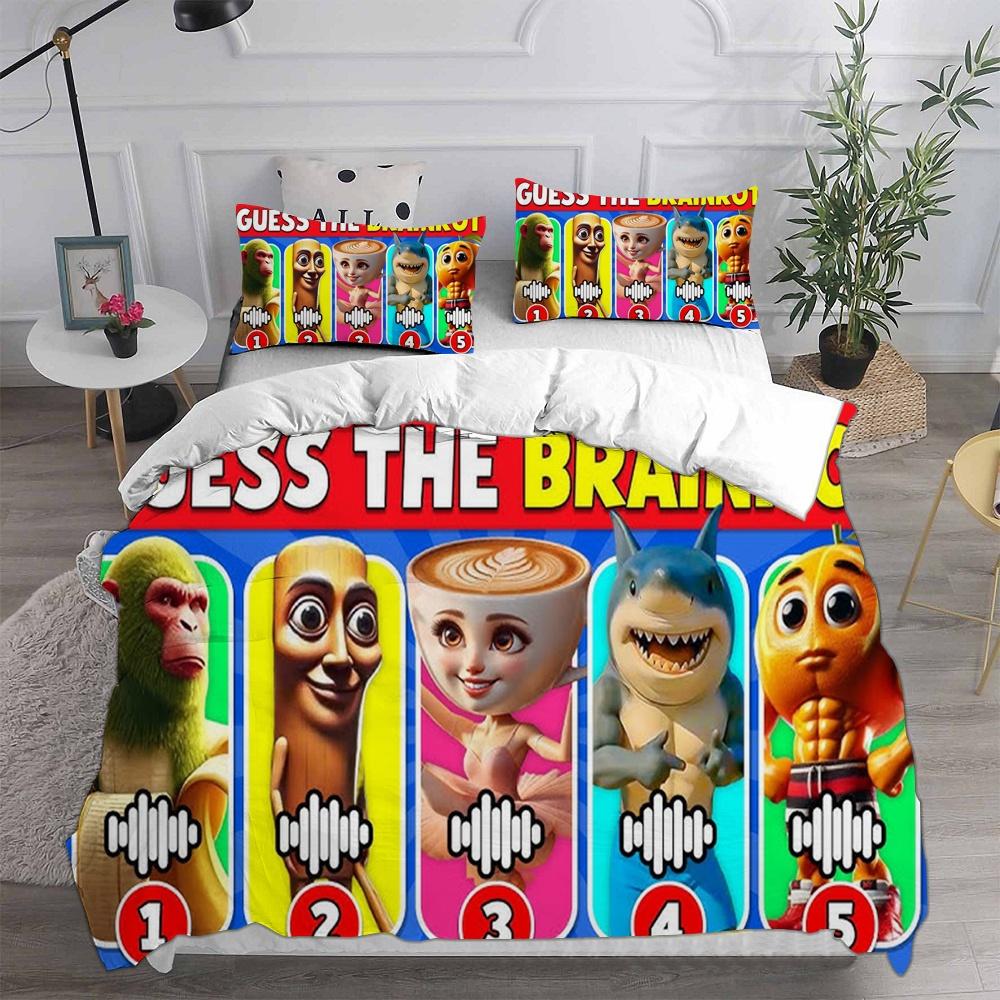 Ai Italienischer Hirnfraß Tung Tung Sahur Bettwäschesets Bettüberwurf Steppdecke Bettbezug Kissenbezug 2-3-teilige Sets Schlafzimmerdeko