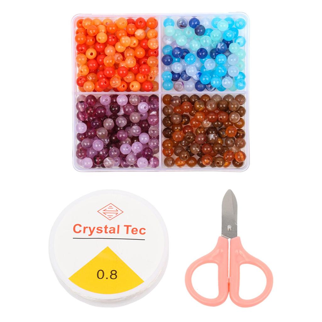 4 Grid Box Mixed Color 6mm 440pcs Acrylic Bead Jewelry Making Kit, Handmade DIY Bracelet Necklace Gift Making