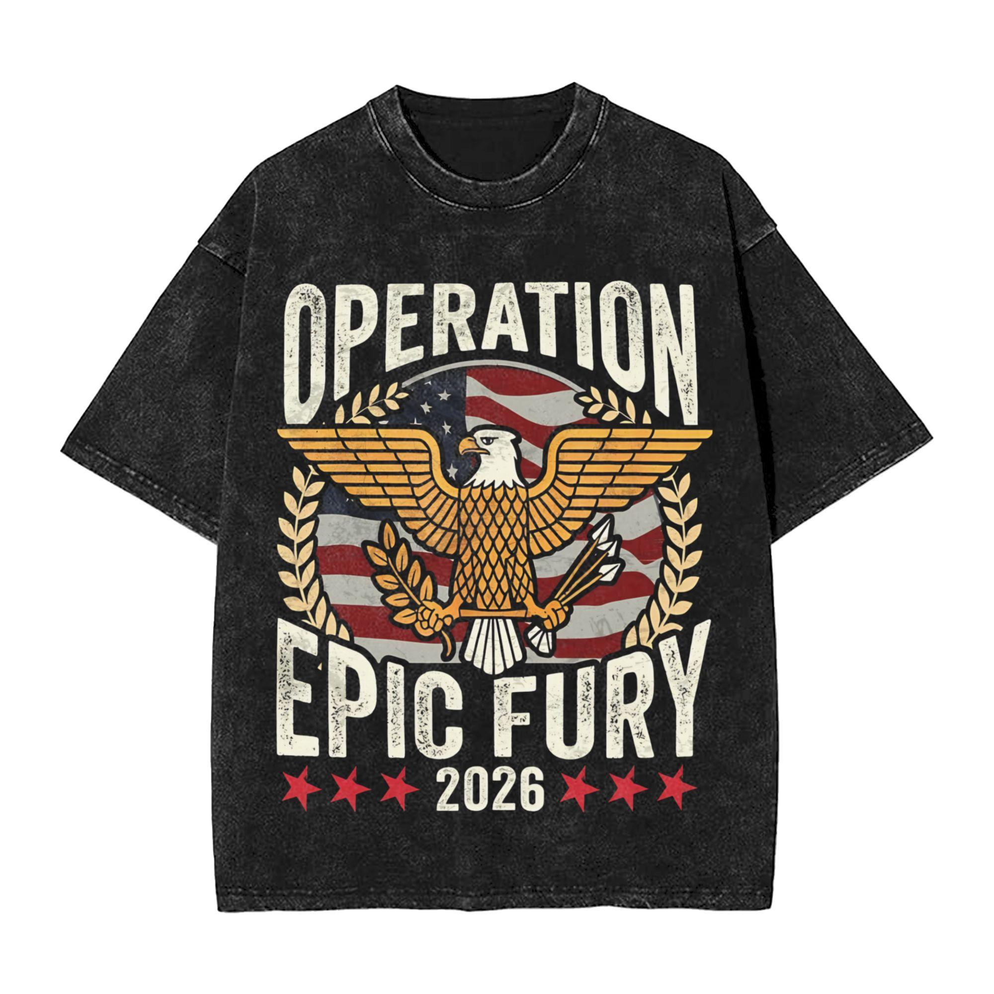 Печатная футболка Operation Epic Fury The FAFO Tour Washed T Shirt Merch Оверсайз Футболка Мужские Женские Футболки S разноцветный