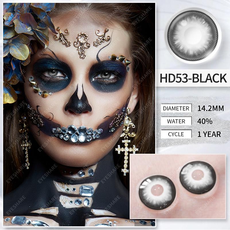 Eyeshare Cosplay Farbkontaktlinsen für Augen Halloween-Linsen Blaue Augenkontaktlinsen Schwarze Linsen Jahreslinsen 14,5 mm