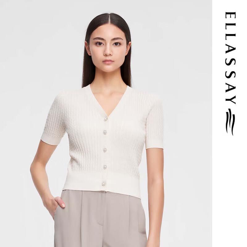 ELLASSAY Women's Classic V-Neck Short-Sleeve Knit Top