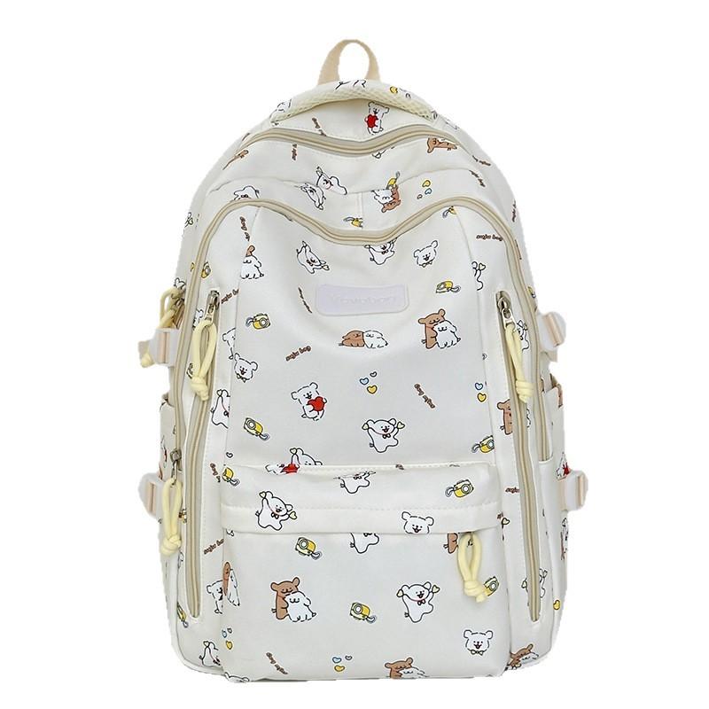 Schoolbag Fresh and Sweet Cartoon Print Backpack Female Anti-splash Nylon Computer Backpack Ins Niche Backpack Female