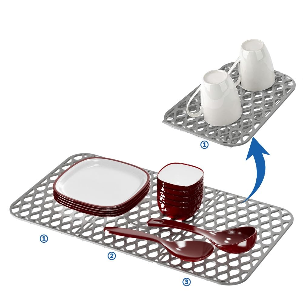 Siawadeky Silicone Sink Cuttable Draining Drying Plate Protects Kitchen and Dining Tables Mat, Mat, Non-Slip Mat, Holder, Scratch-Resistant,