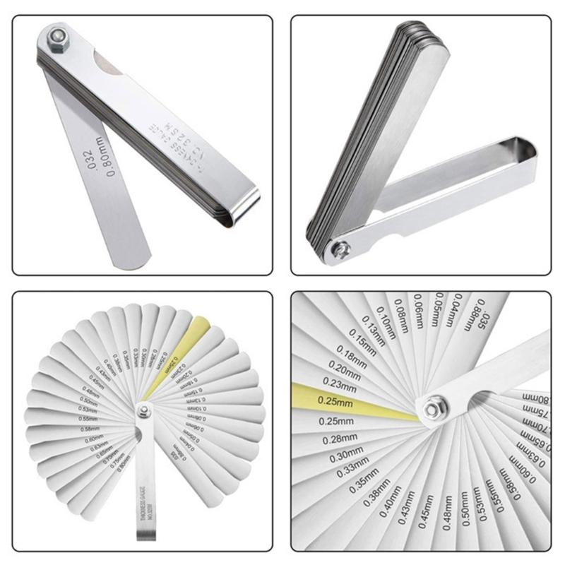 Guitar Luthier Tools Guitar Radius Gauge, String Action Ruler Gauge 32 Blades Feeler Gauge, Guitar Notched Radius Gauges