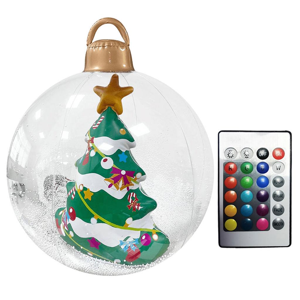 24 Inch Light Up Giant PVC Inflatable Christmas Ball Large Outdoor Decorated Ball Xmas Inflatable Ornament Holiday Decor