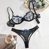 Set Sexy Perizoma e Reggiseno in Rete Trasparente Ultrasottile