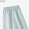 ZANZEA Women Casual Elastic Waist Loose Casual Lace Splice Cropped Pants