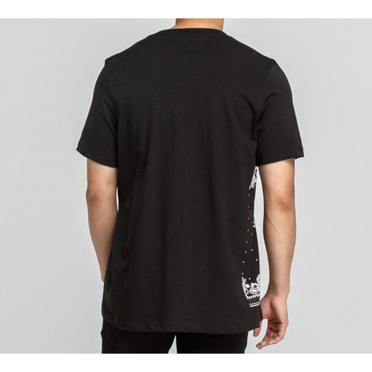 Adidas Originals Trefoil Side Cashew Print Sports Short Sleeve T-Shirt Men Tops Black DV2042