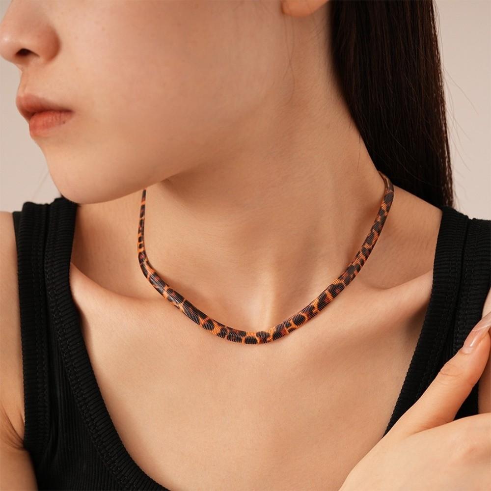 Uniquely Designed Leopard Print Snake Chain Versatile Women's Snake Bone Chain Summer