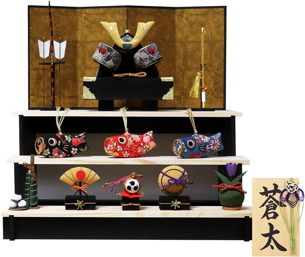 

Кукла Osaka Choseido Satsuki, компактная мини-серия для карпа, для помещений, с гравировкой имени, деревянная бирка, бонус в комплекте, украшение на шлем, ширина 30 см, мальчик, деревянный