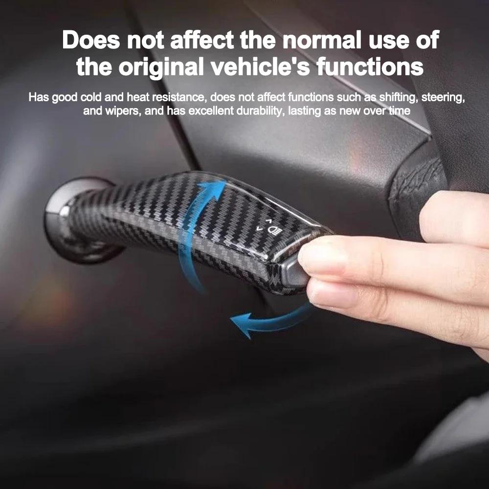 1 Pair Gear Shift Cover For Tesla Model 3/Y Steering Lever Handle Protection Shift Shell Carbon Fiber Pattern Shift Knob Cover