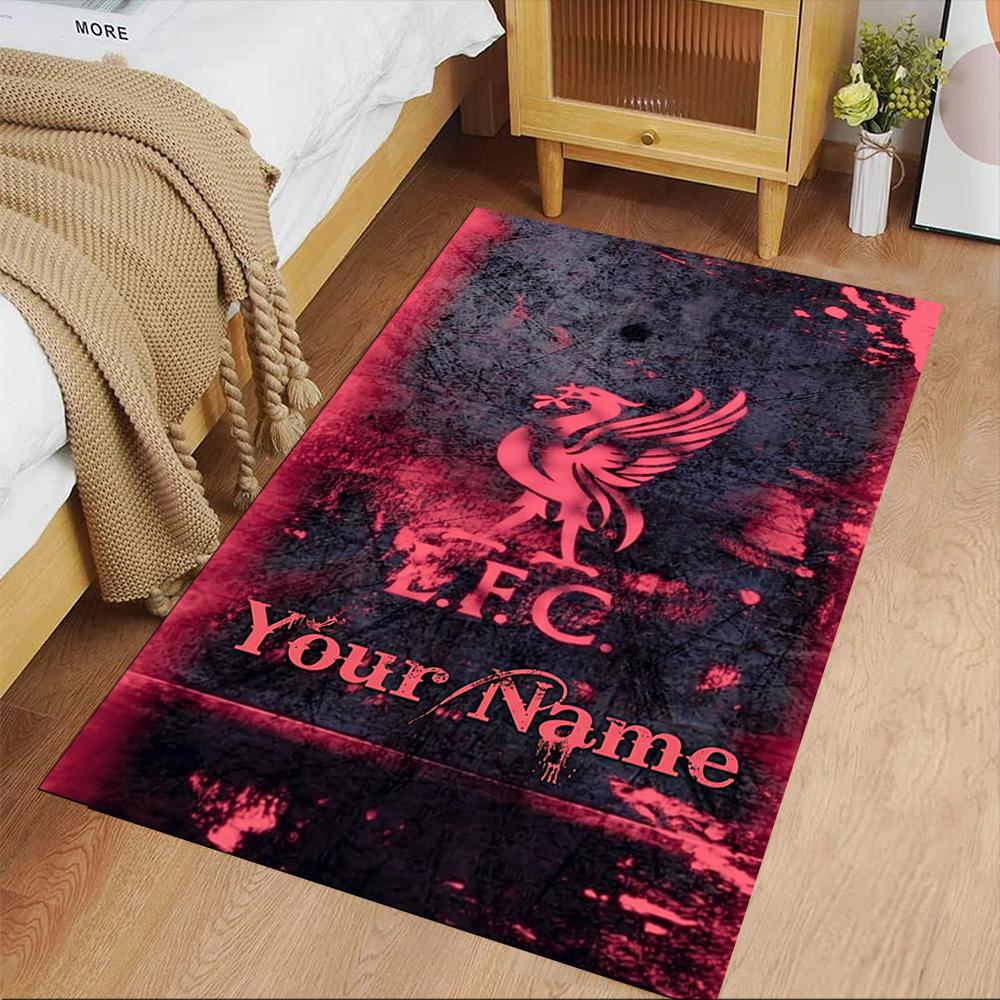 Liverpool Customized Name Area Rug Perfect for Game Room Dining Room Dormitory Decorate Room Anti-slip Rug Decorate Offices Gift for Festivals