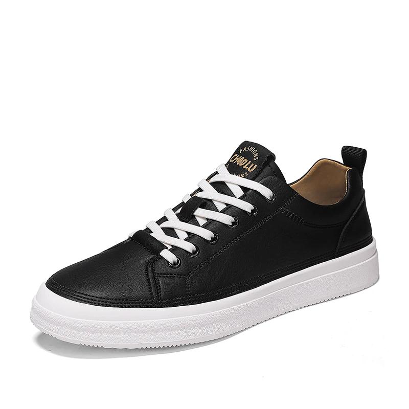 

Новые мужские дышащие повседневные туфли, классические простые белые кроссовки на шнуровке, кожаные дизайнерские деловые офисные туфли Tenis Masculino 44 чёрный